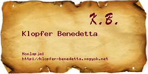 Klopfer Benedetta névjegykártya